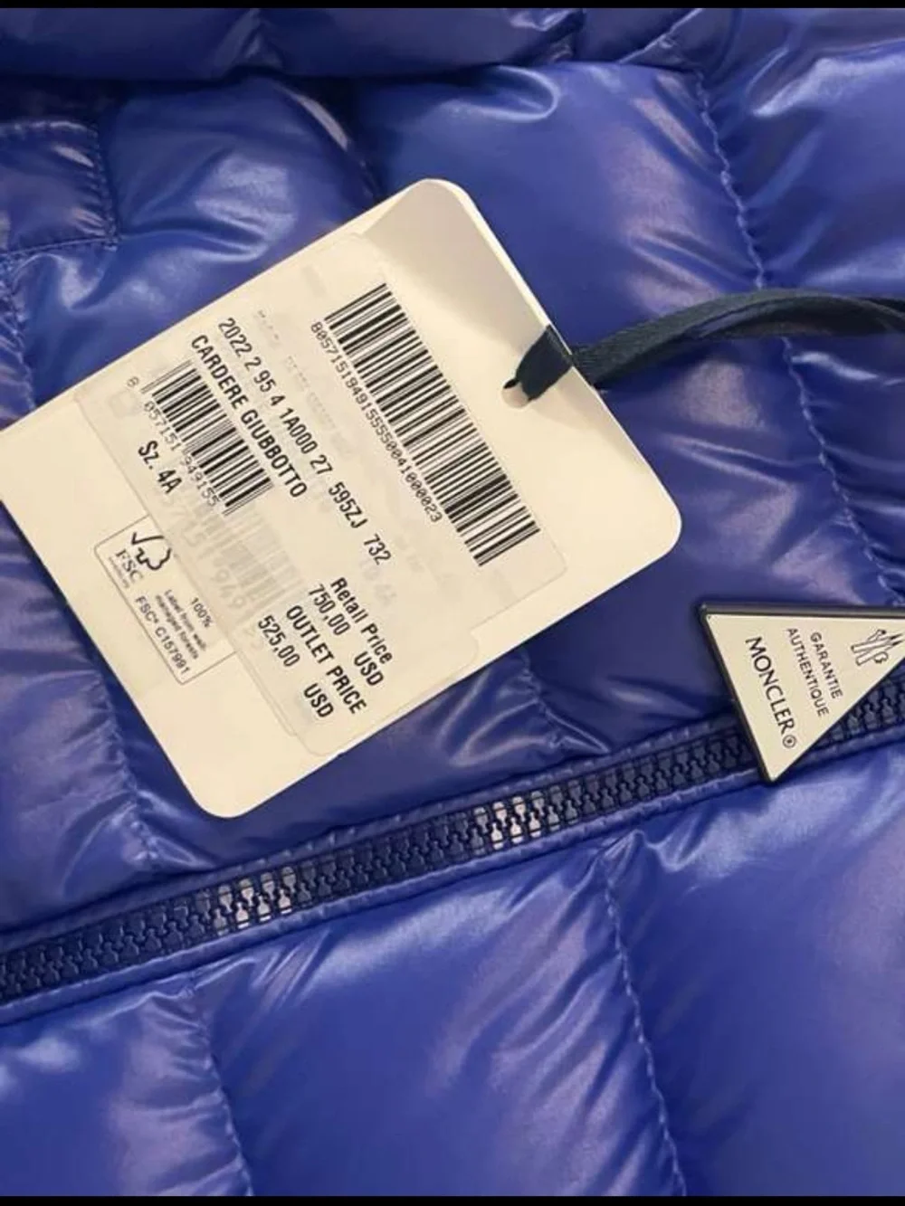 Moncler Kids Blue Puffer Jacket with White Logo Trim